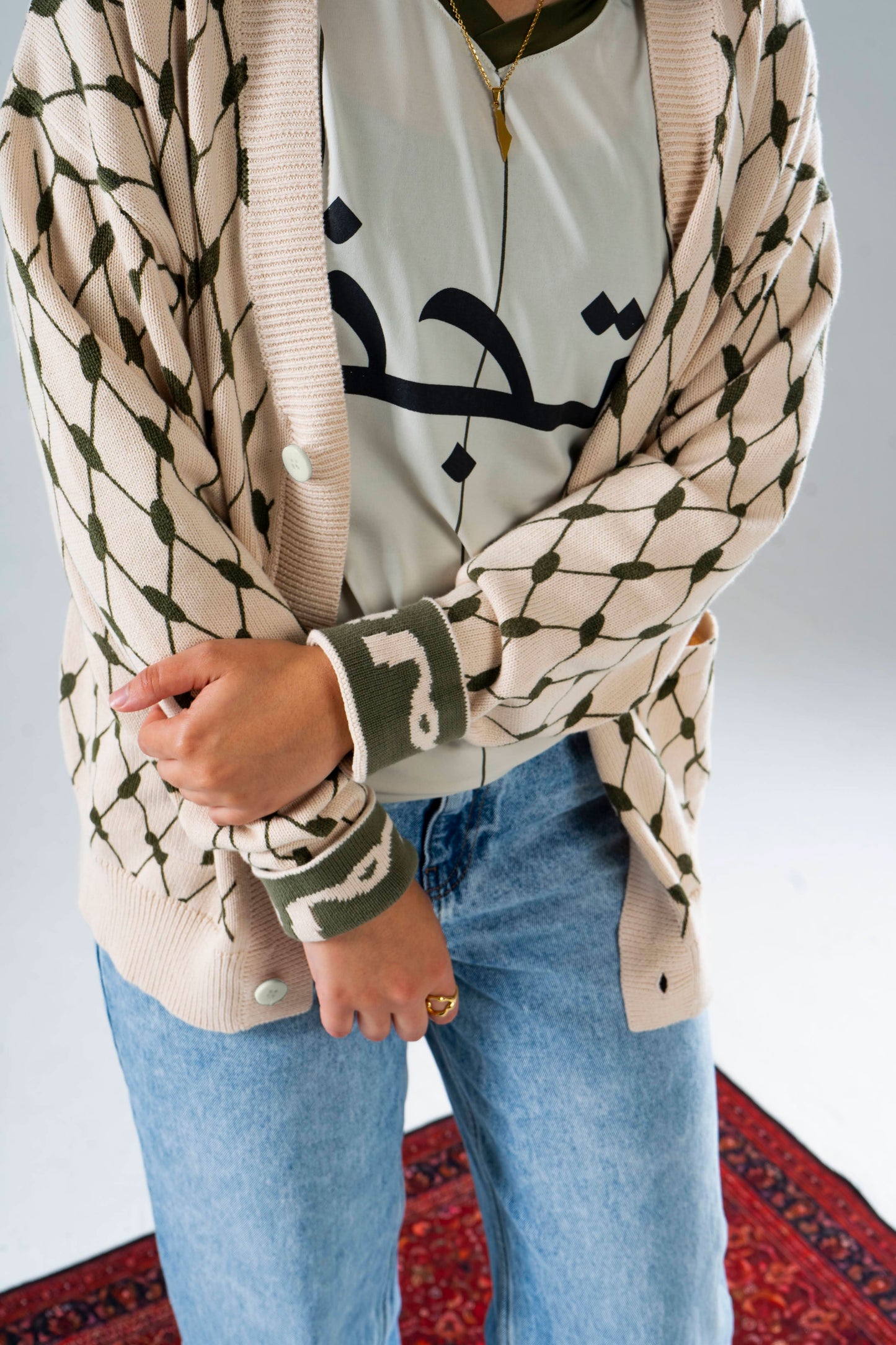 KEFFIYEH CARDIGAN//SAND/ZEITOUN