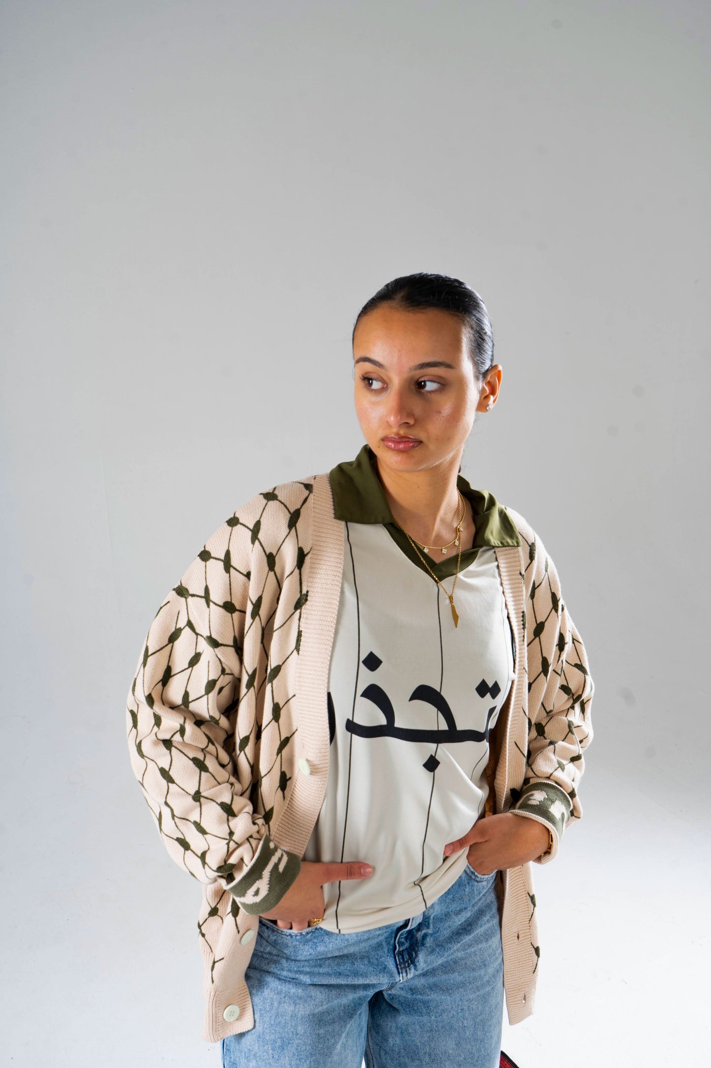 KEFFIYEH CARDIGAN//SAND/ZEITOUN