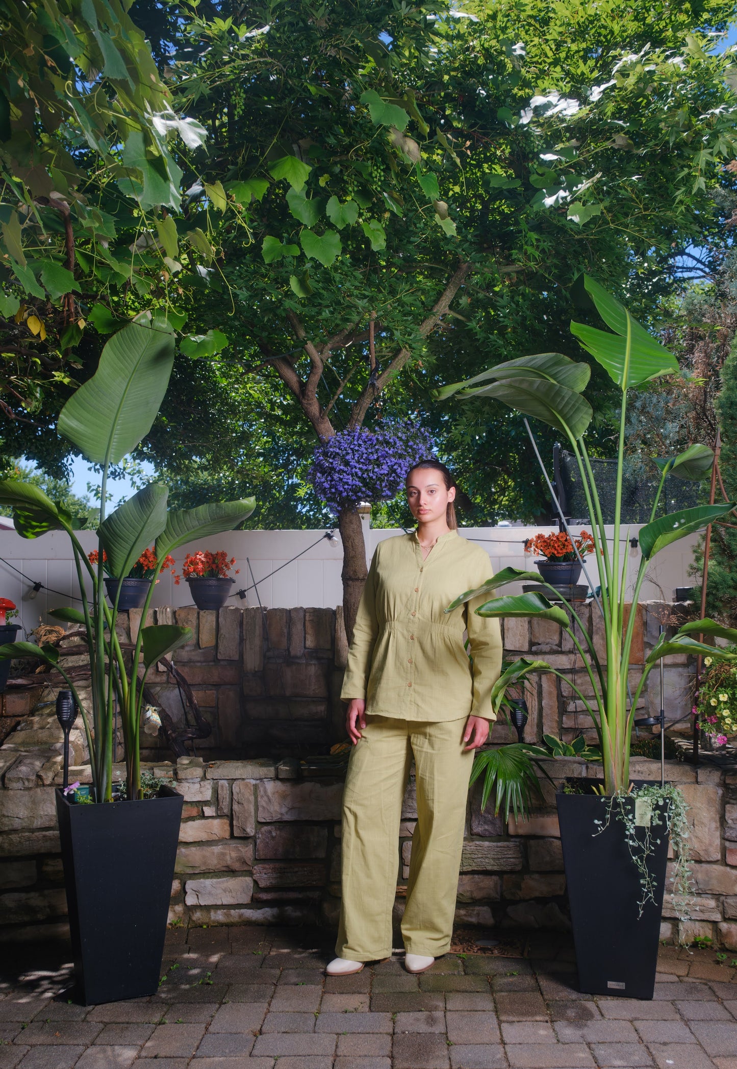Straight Leg Cotton Trousers