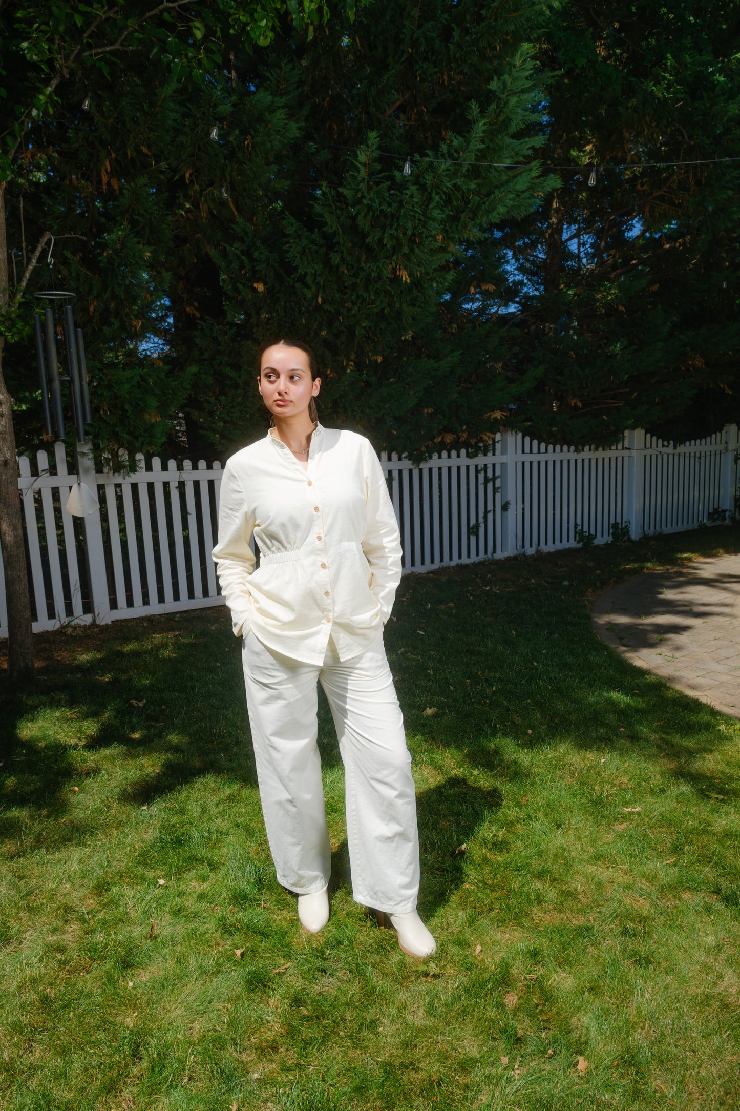 Straight Leg Cotton Trousers